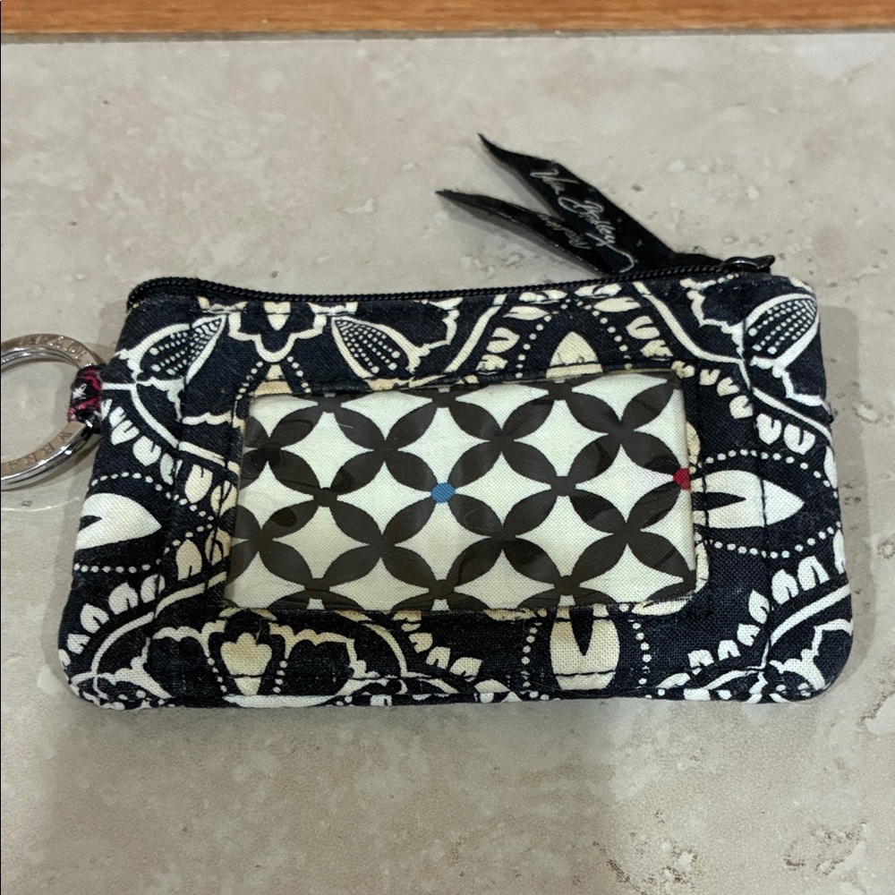 Vera Bradley Black and Cream Patterned ID Coin Pouch